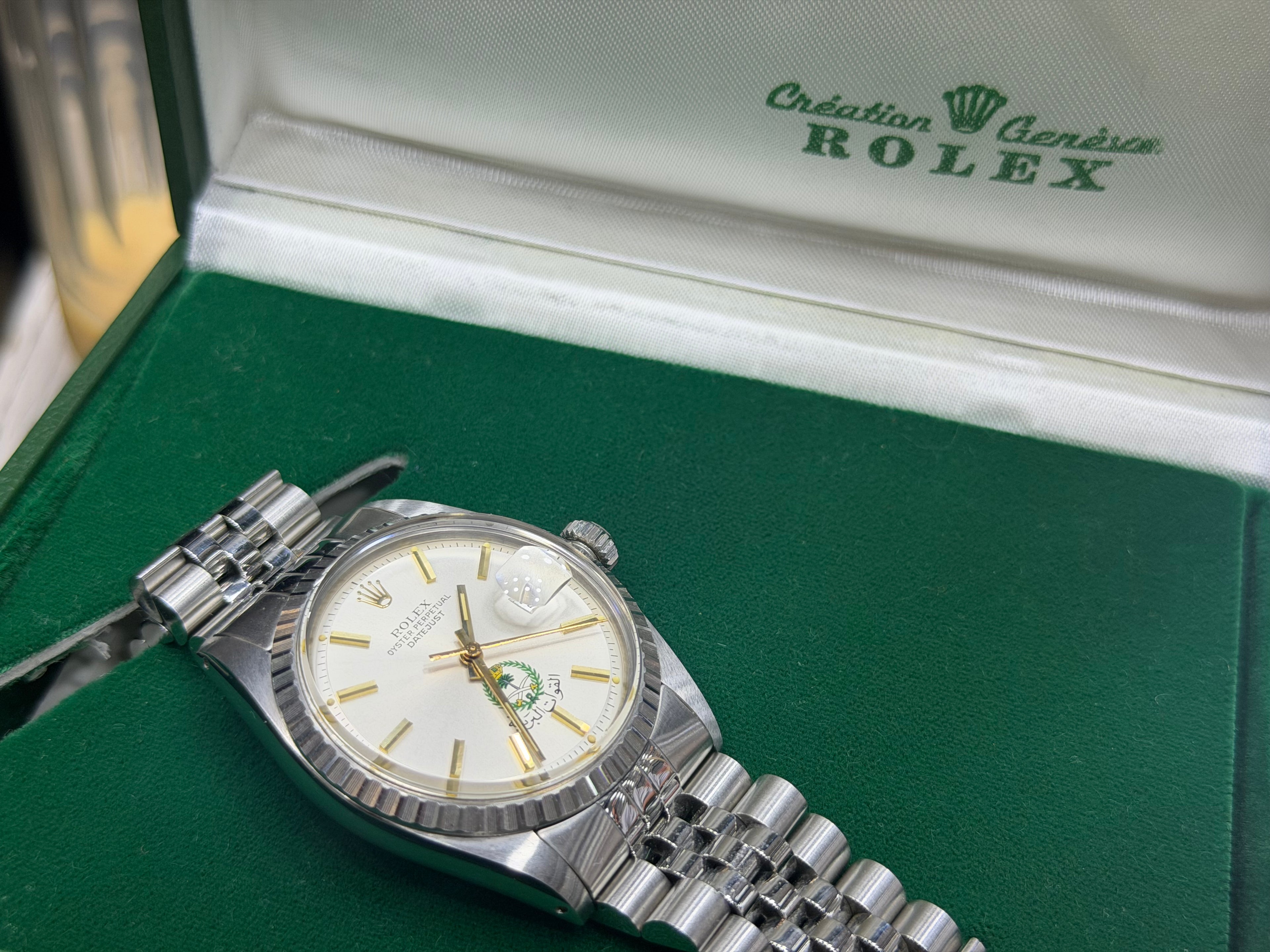Rolex Datejust 1603 Vintage Steel – Rare Saudi Arabian Land Forces Dial (With Official Chronometer Papers)