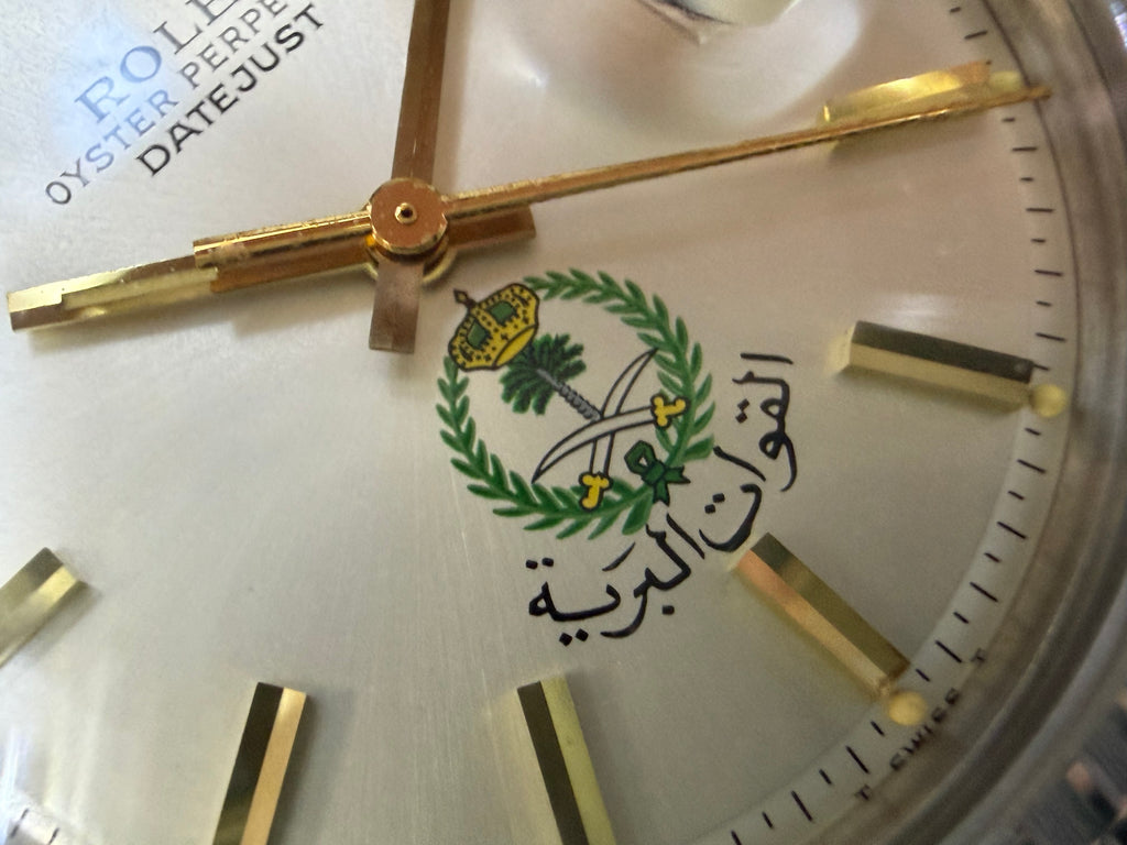 Rolex Datejust 1603 Vintage Steel – Rare Saudi Arabian Land Forces Dial (With Official Chronometer Papers)