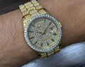 Rolex Day-Date President Yellow Gold Diamond Pavé Dial with Baguette Emerald Markers