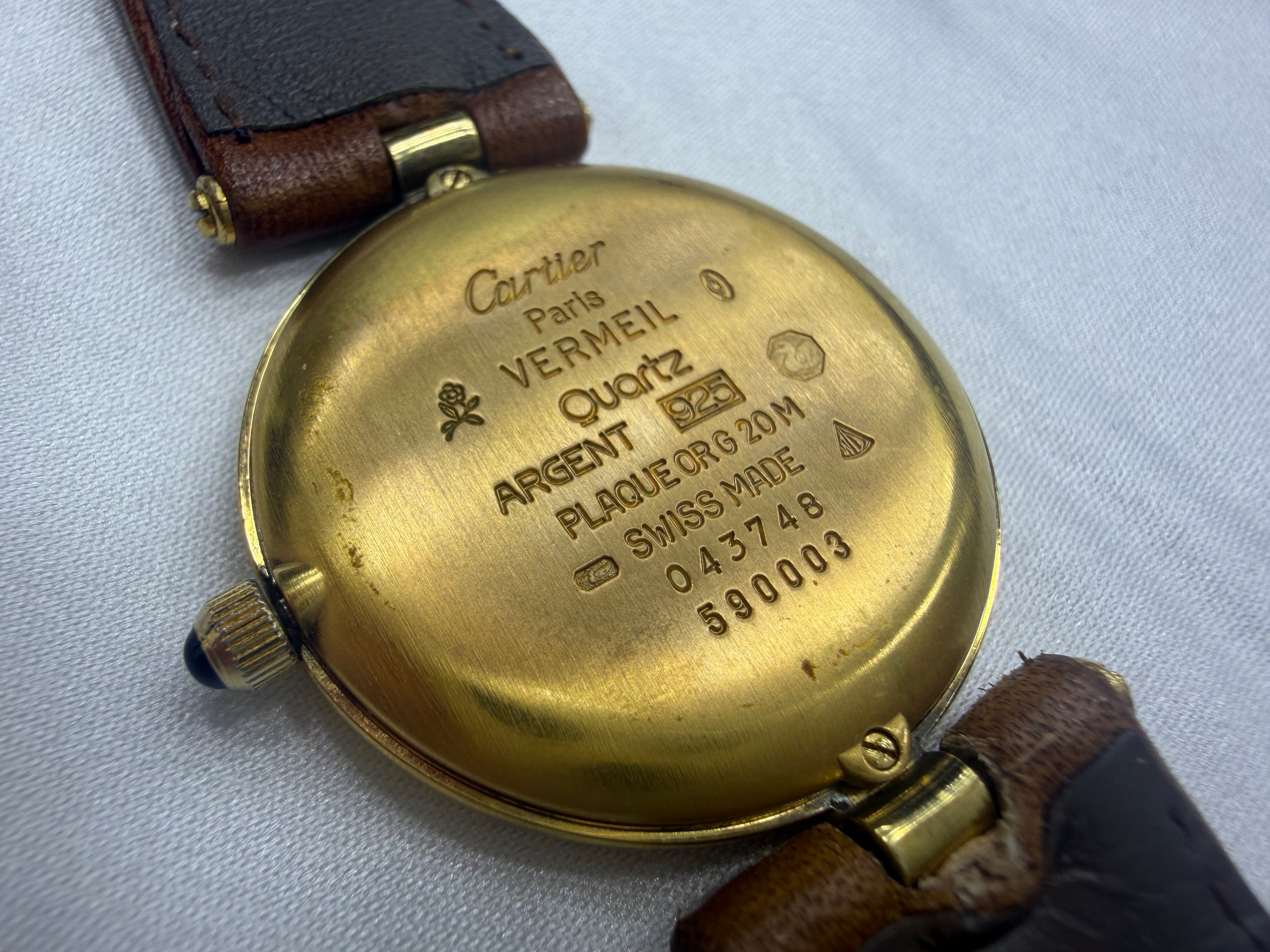 Vintage Must de Cartier Vendôme Vermeil 925 Silver Gold Plated - Classic Lemon Roman Dial