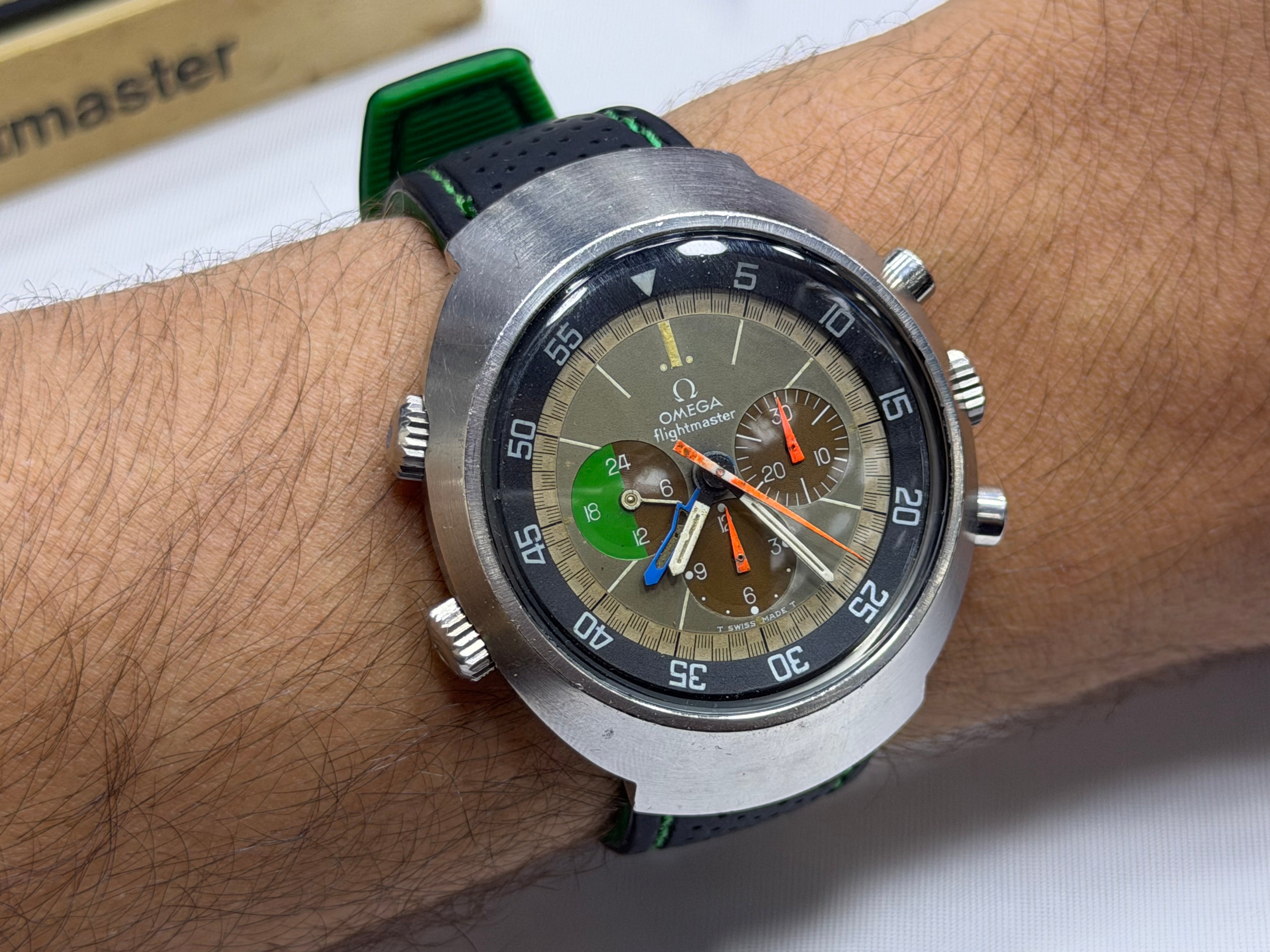 Vintage Omega Flightmaster Chronograph GMT Ref. ST 145.013 - Stamped 1974 Factory Full Set