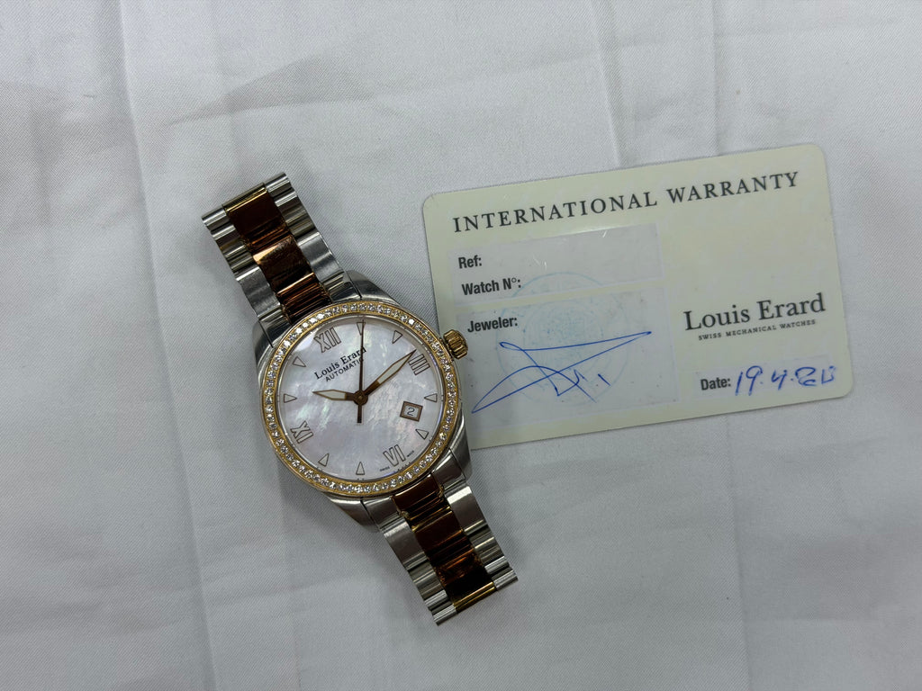 Louis Erard Heritage Automatic Watch - Mother of Pearl Dial & Diamond Bezel