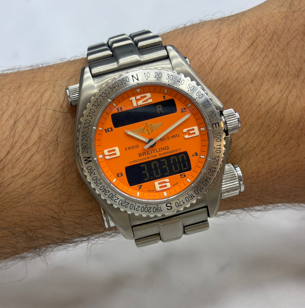 Vintage Breitling Emergency Titanium Orange Dial Ana-Digi - Ref. E76321