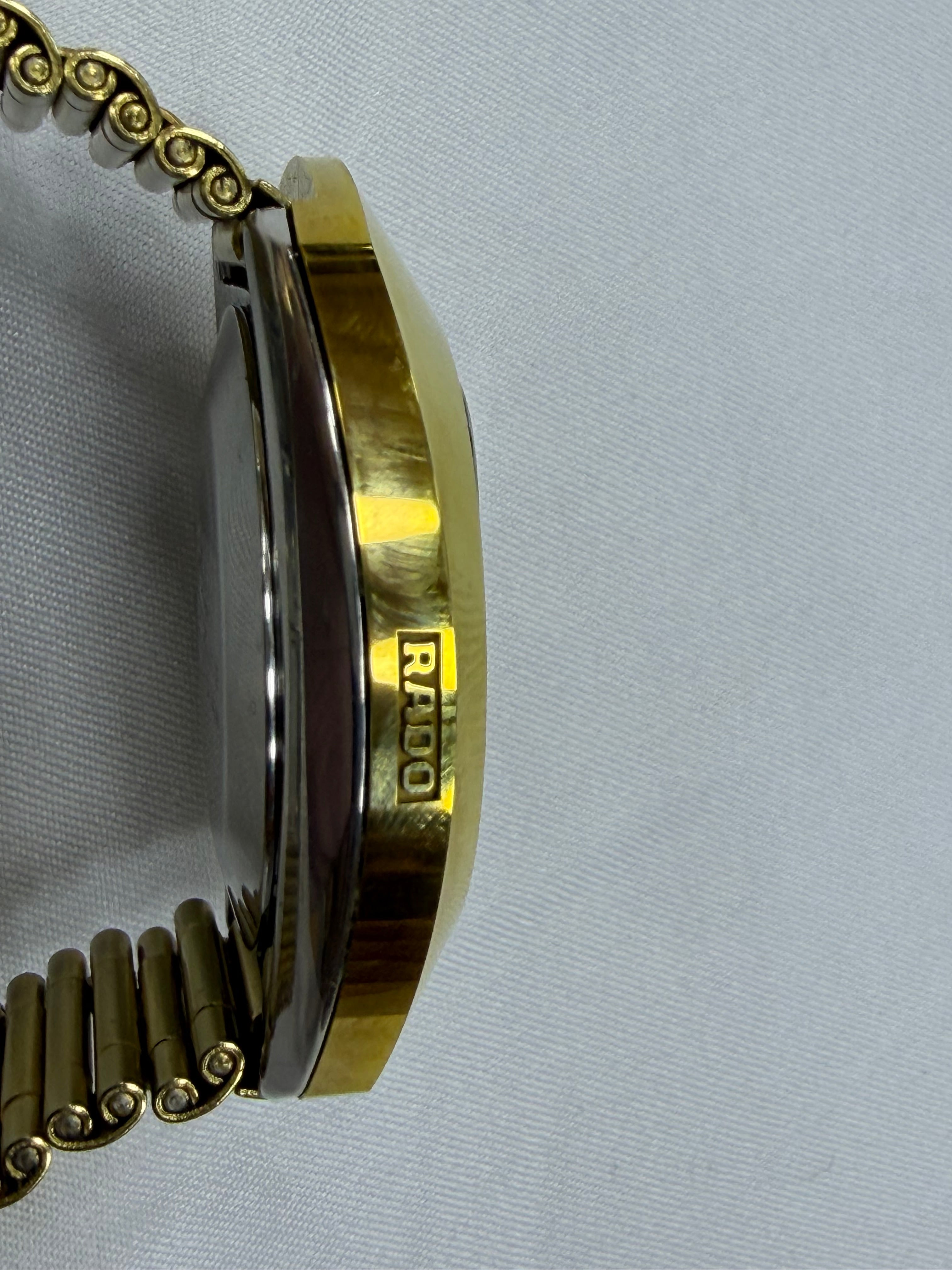 Rado DiaStar Original Automatic Watch - Gold Tone "Sugarcube" Dial with Crystal Markers