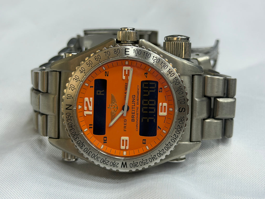 Vintage Breitling Emergency Titanium Orange Dial Ana-Digi - Ref. E76321