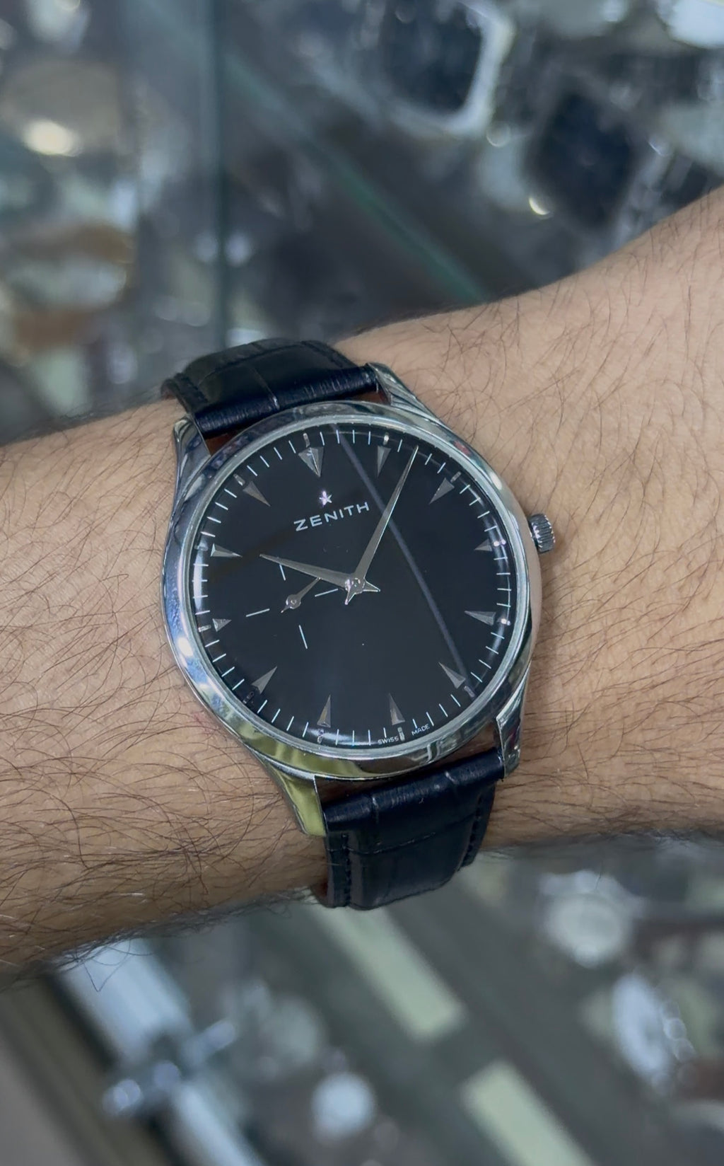 Zenith Elite Automatic Ultra Thin Black Dial Exhibition Caseback - Ref. 03.2010.681