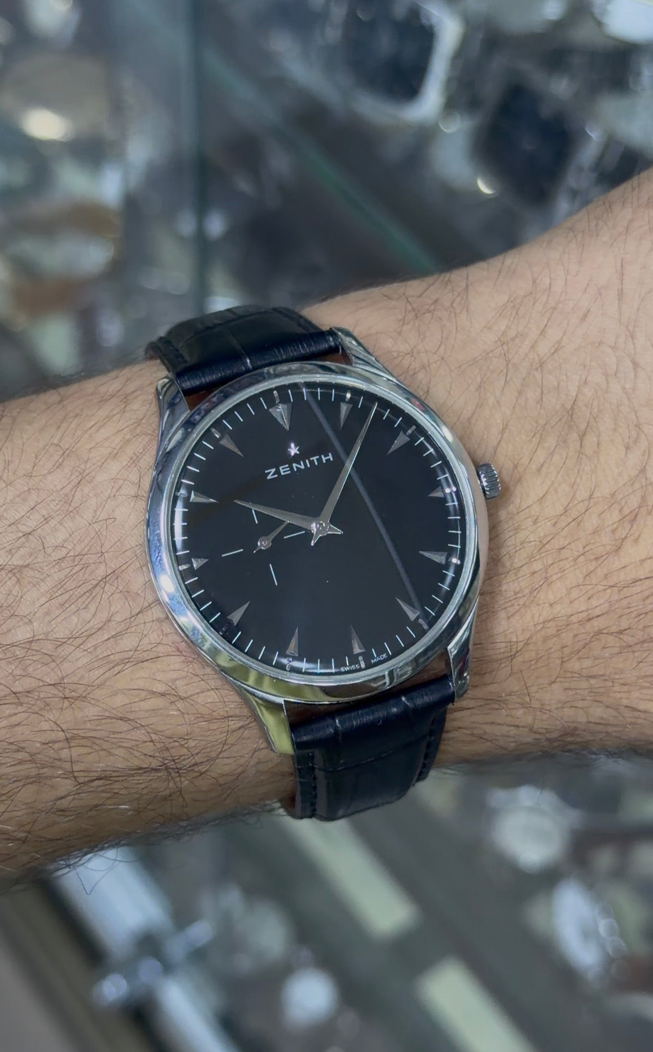 Zenith Elite Automatic Ultra Thin Black Dial Exhibition Caseback - Ref. 03.2010.681