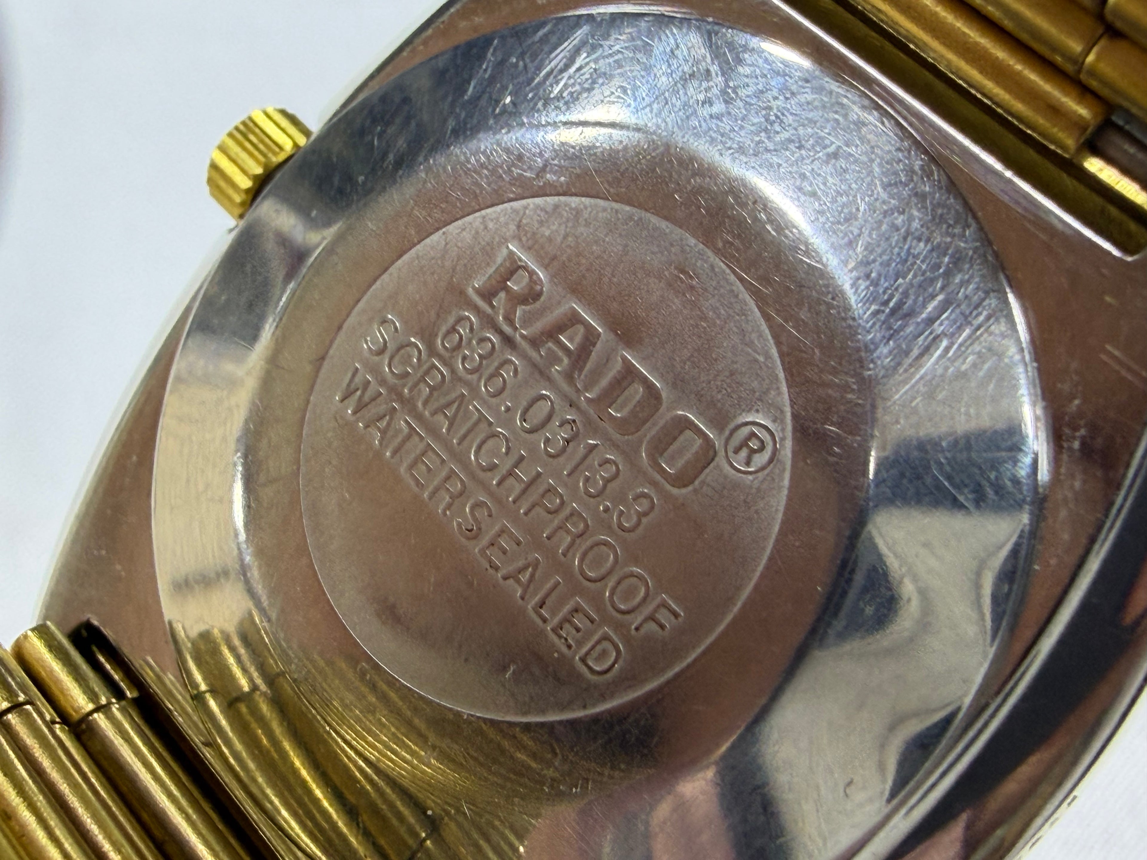 Rado DiaStar Original Automatic Watch - Gold Tone "Sugarcube" Dial with Crystal Markers