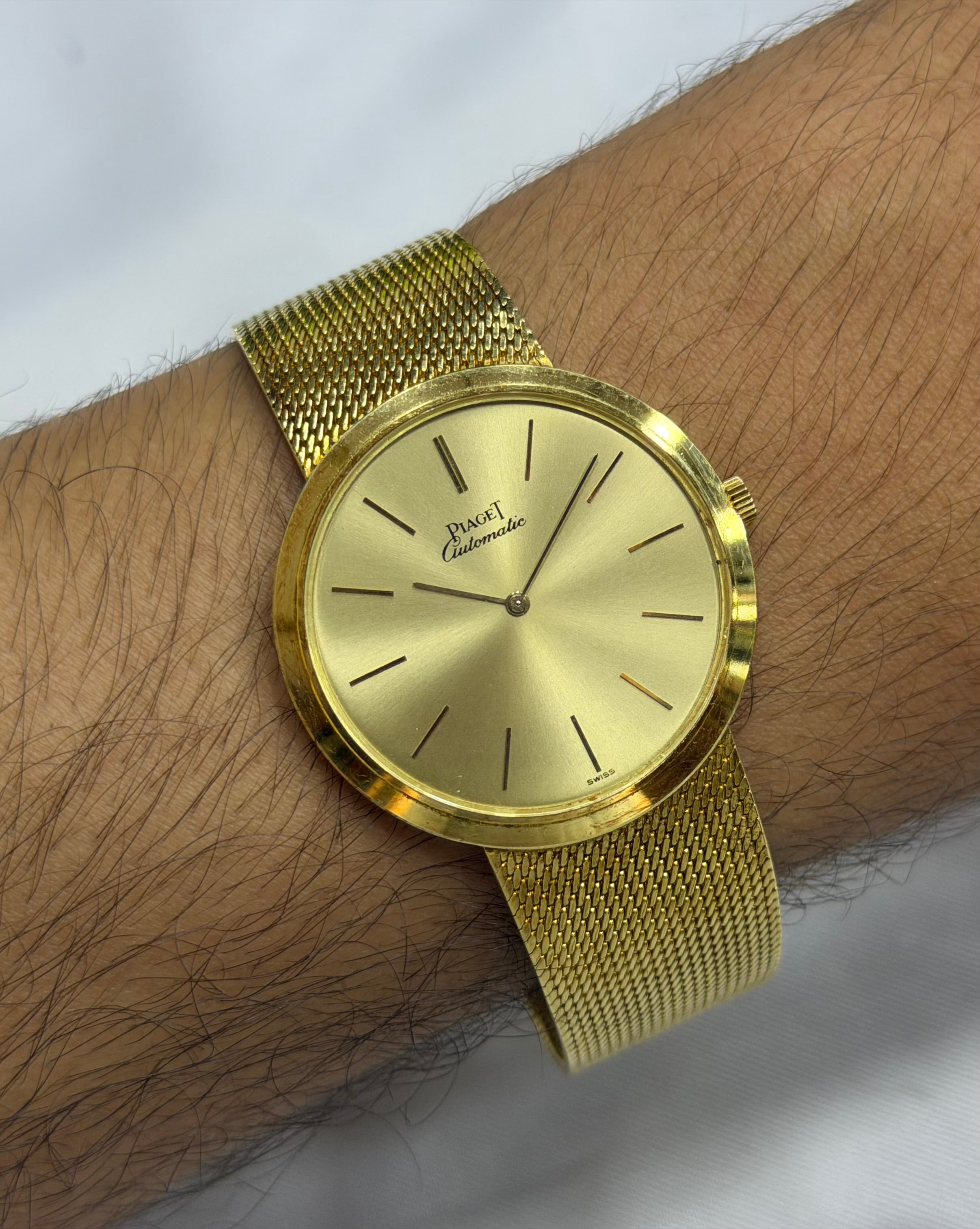 Vintage Piaget Ultra-Thin 18k Yellow Gold Automatic Mesh Bracelet - Ref. 12343 B11