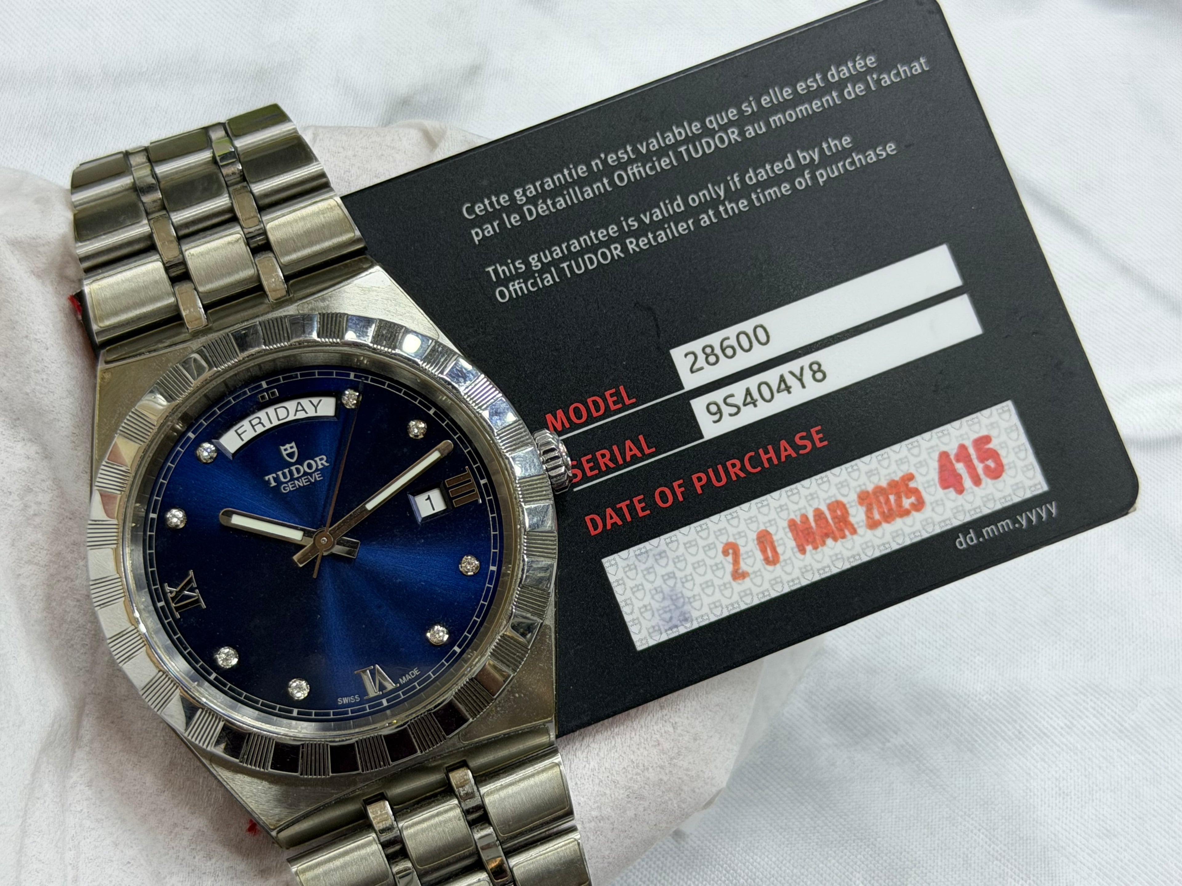 Tudor Royal Day-Date 41mm Blue Sunray Diamond Dial Full Set 2025 - Ref. 28600