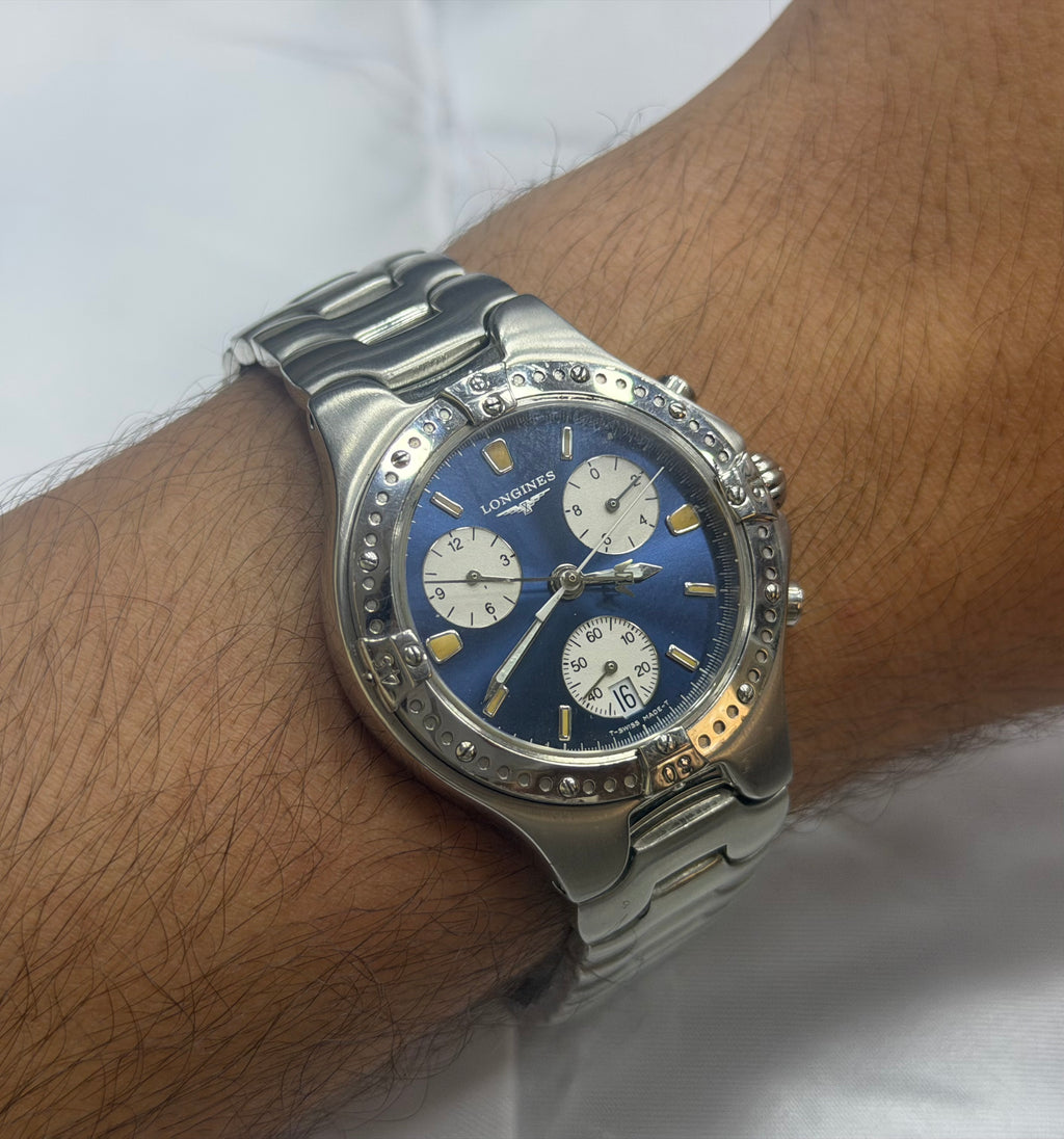 Longines Automatic Chronograph Blue Panda Dial Stainless Steel