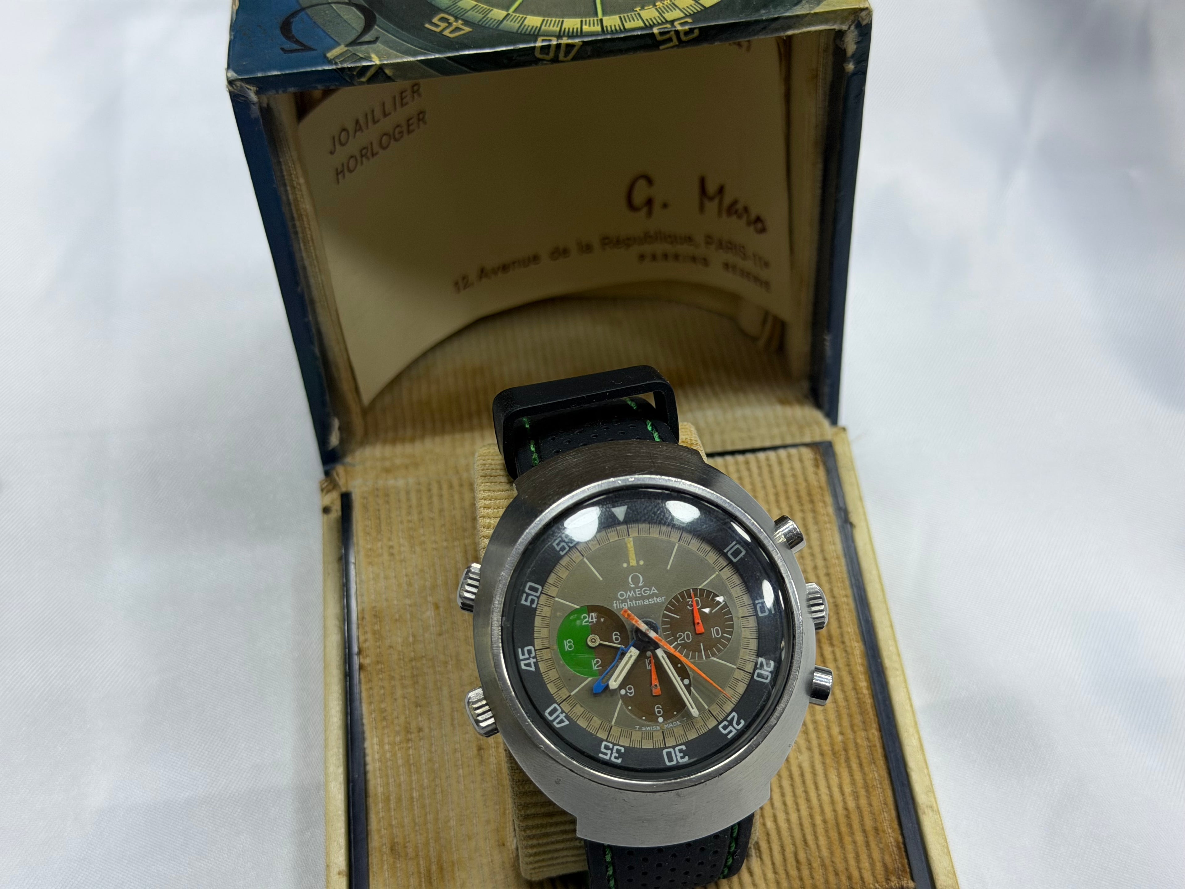 Vintage Omega Flightmaster Chronograph GMT Ref. ST 145.013 - Stamped 1974 Factory Full Set