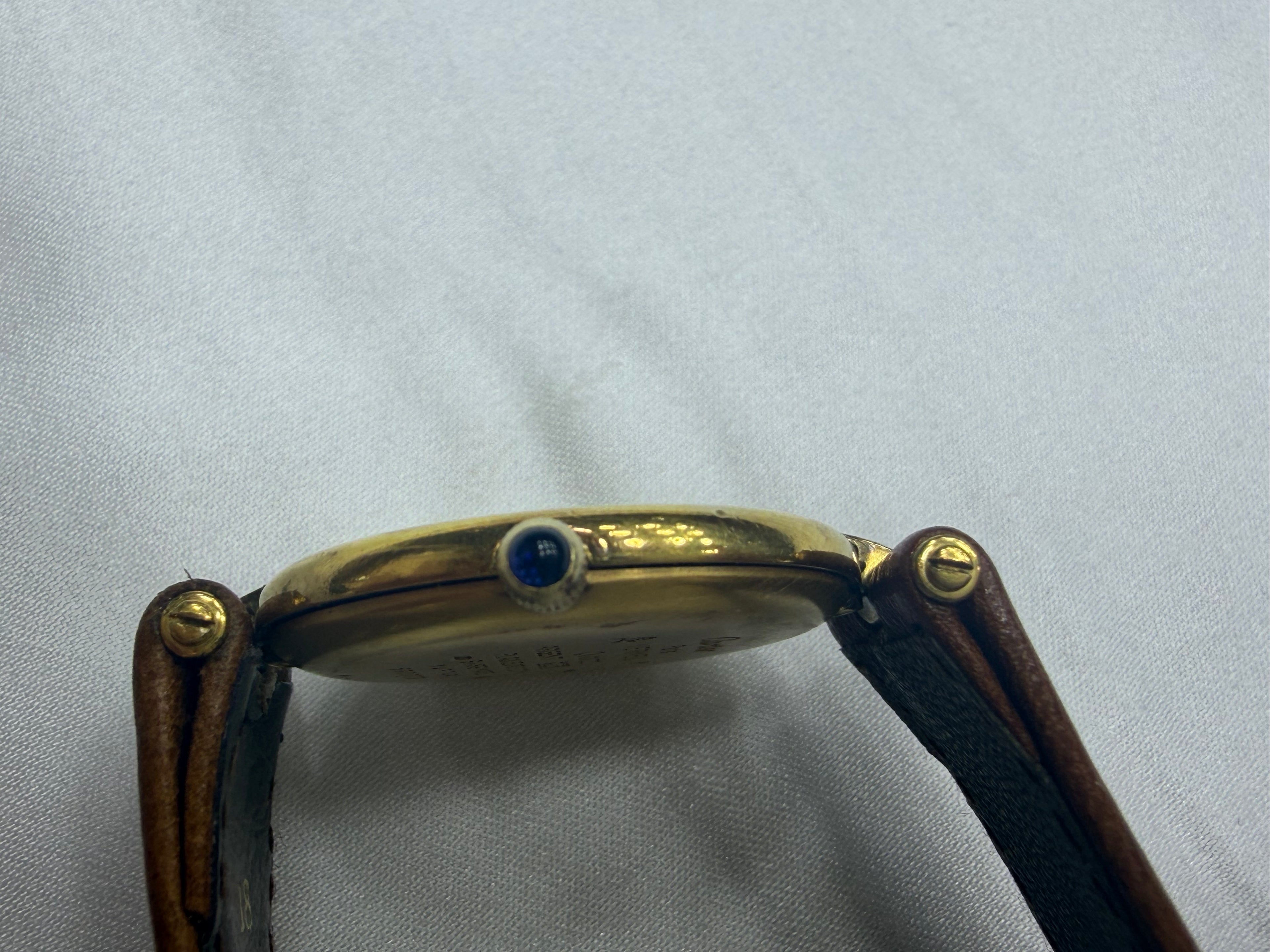Vintage Must de Cartier Vendôme Vermeil 925 Silver Gold Plated - Classic Lemon Roman Dial