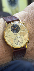 Vintage Catena Swiss Dual Time World Map Gold Plated - Ref. 346-507