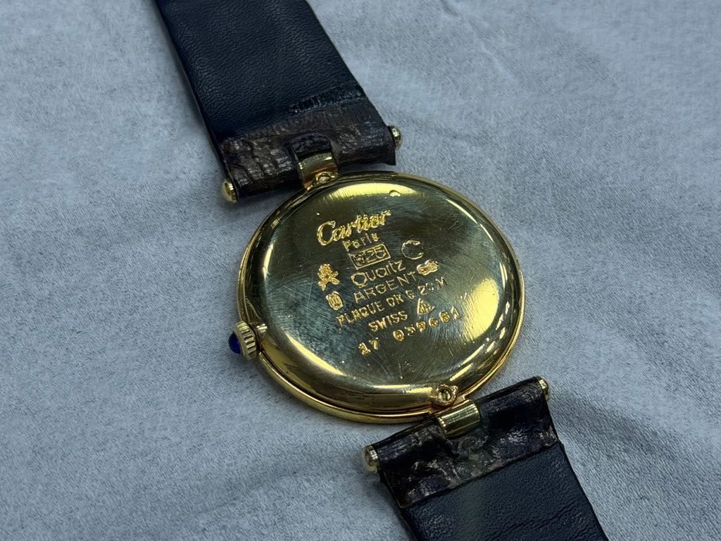 Vintage Must de Cartier Vendôme Vermeil 925 Silver Gold Plated - Mahogany Roman Dial