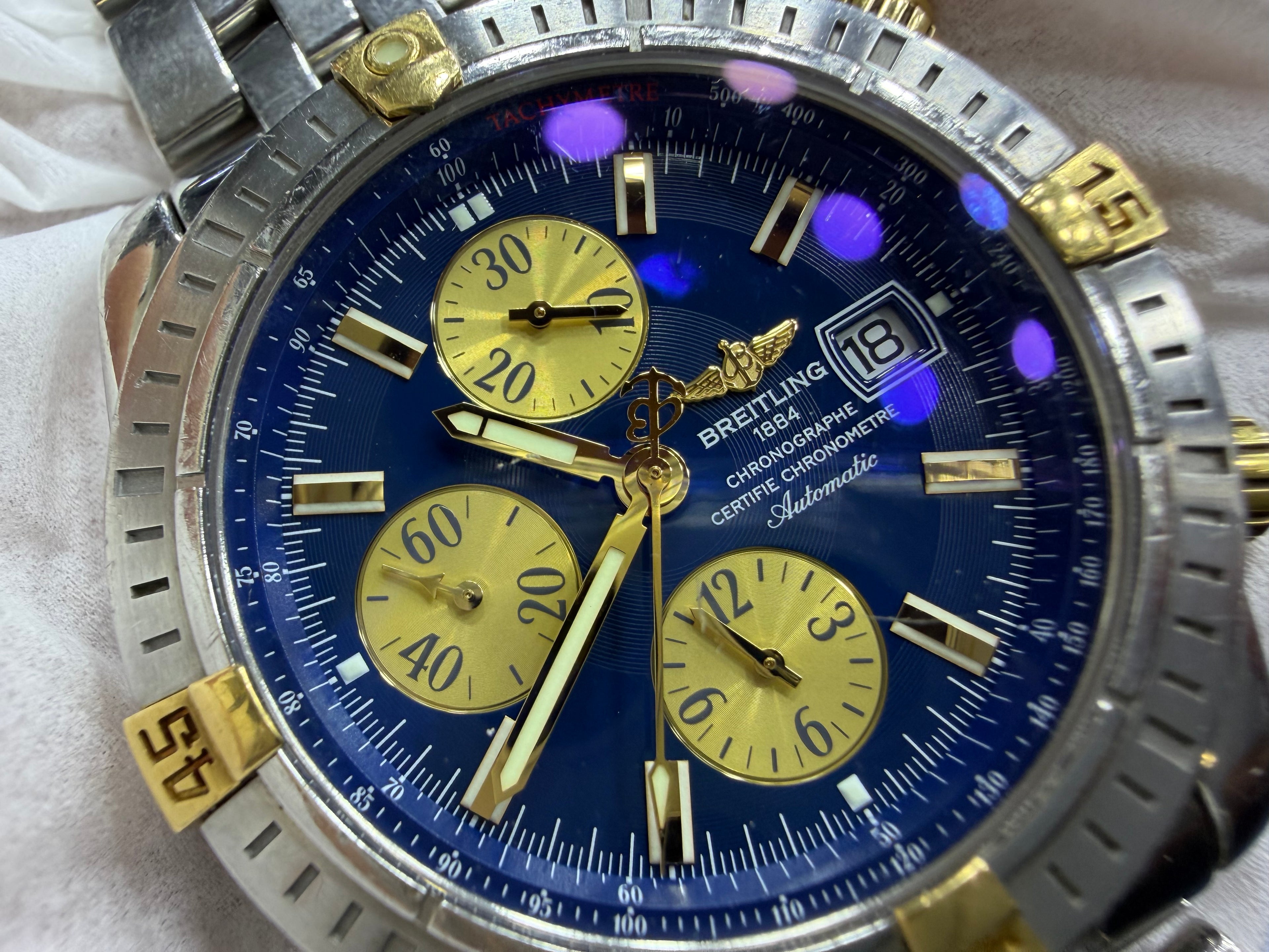 Breitling Chronomat Evolution Two-Tone Blue & Gold Dial - Ref. B13356