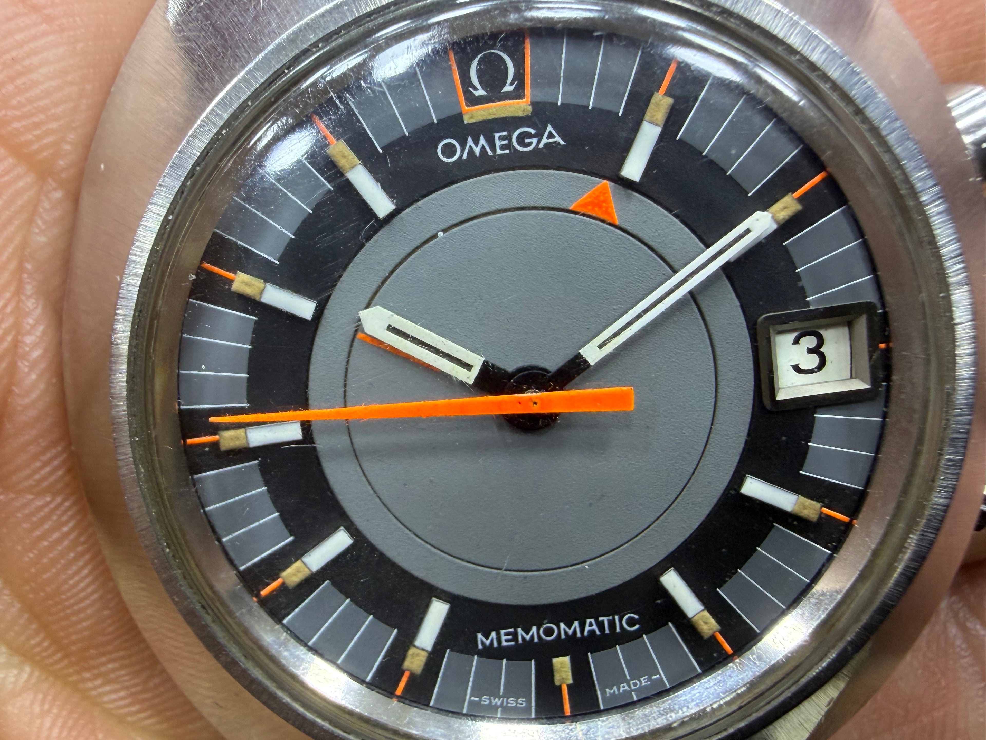 Rare Vintage Omega Seamaster Memomatic Alarm Watch - 1970s Cushion Case