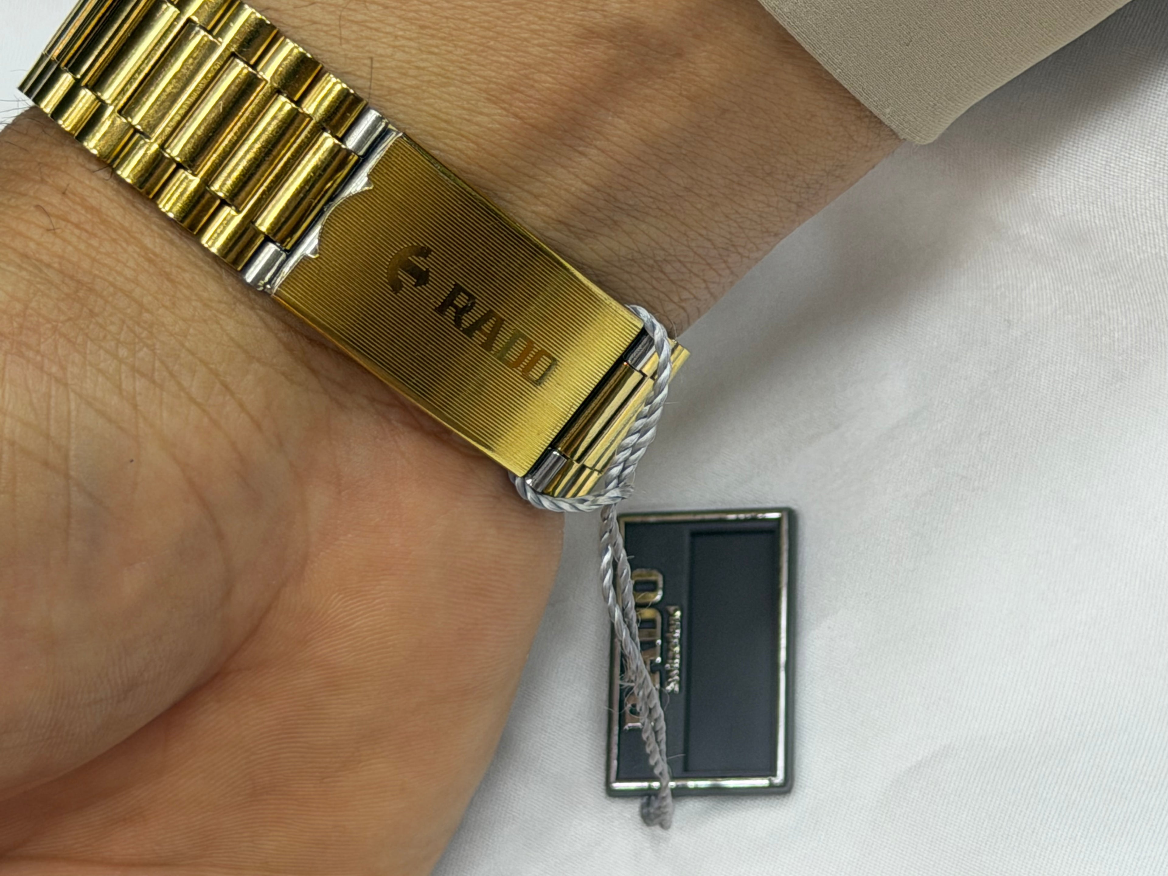 Rado DiaStar Original Automatic Watch - Gold Tone "Sugarcube" Dial with Crystal Markers