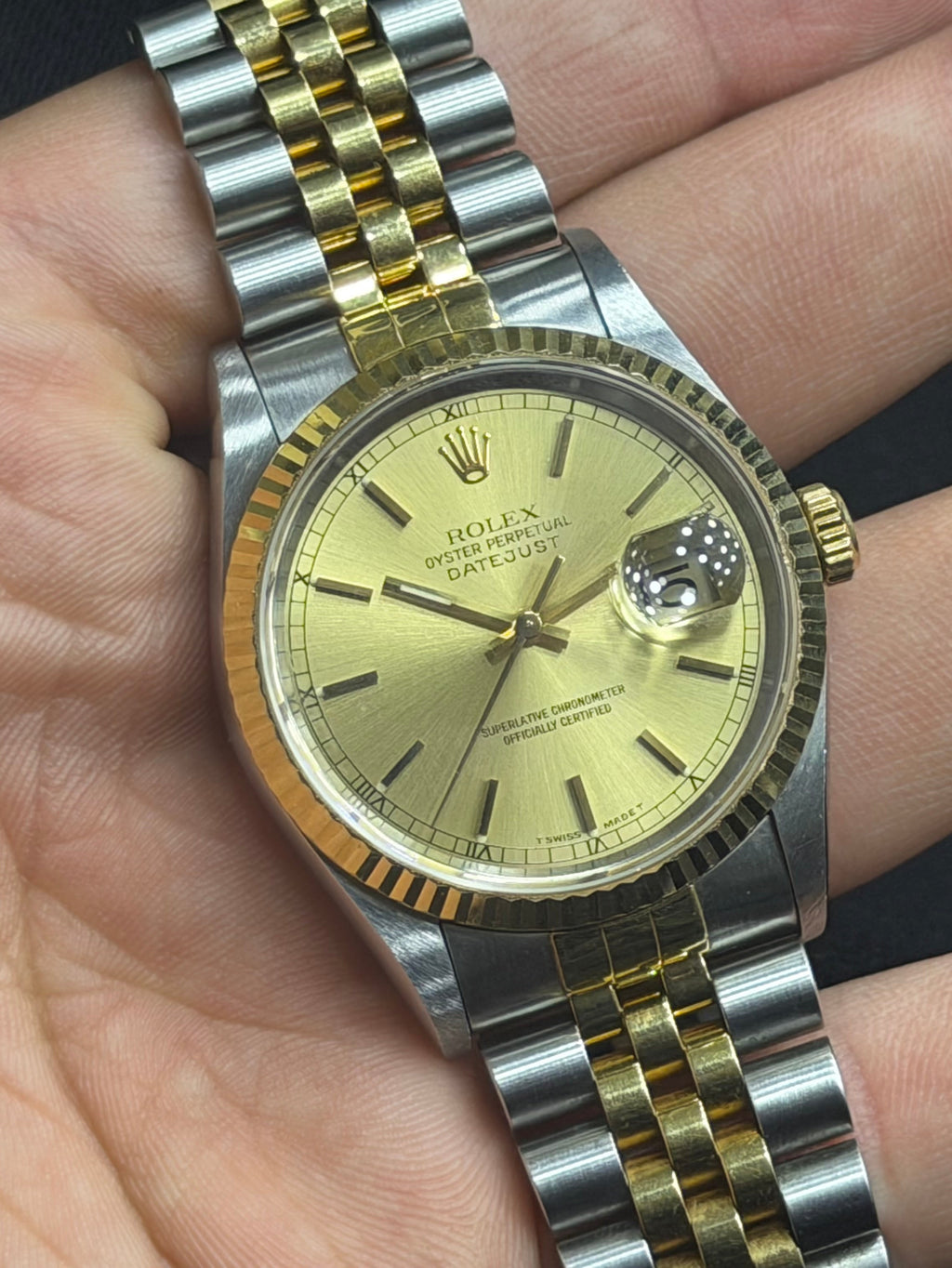 Vintage Rolex Datejust 36 Two-Tone Champagne Dial - Ref. 16233 (With Box & Papers) used like new