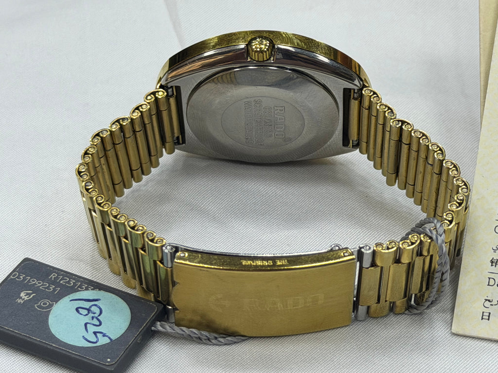 Rado DiaStar Original Automatic Watch - Gold Tone "Sugarcube" Dial with Crystal Markers